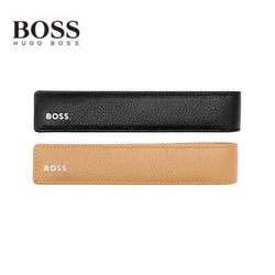 Hugo Boss Single Pen Pouch Classic Grained in black and tan, ideal for corporate gift and professional style.