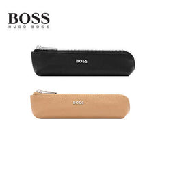 Hugo Boss Small Pen Case Classic Grained in black and beige, perfect as a stylish corporate gift.