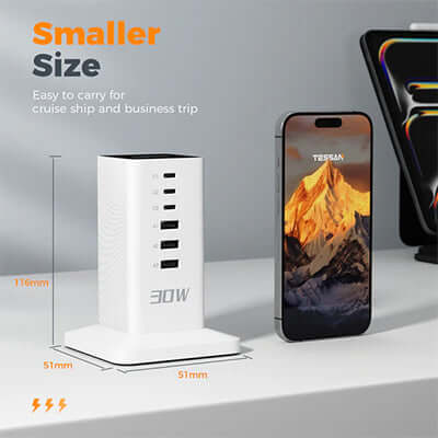 TESSAN 30W Desktop 6-Port Charging Hub With USB C Corporate Gifts Singapore