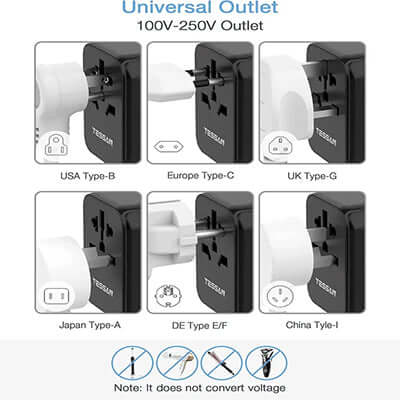 TESSAN 28W Universal Travel Adapter with 2 USB & 3 USB C Ports Corporate Gifts Singapore