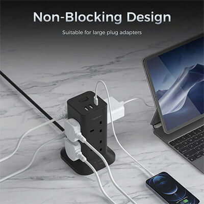 TESSAN Tower 8 Sockets Outlet Plug with 2 USB-A & 1 USB-C Ports Corporate Gifts Singapore
