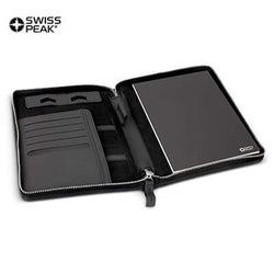 Swiss Peak Heritage A5 Portfolio with Zipper open view showcasing elegant design and notepad for corporate gifts in Singapore.