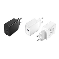 Vention 1-Port USB Wall Charger 22.5W in black and white, ideal for corporate gift and fast charging.
