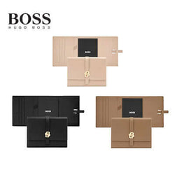Hugo Boss Folder A5 Double B in nude and black colors with Double B buckle, perfect for corporate gifts.