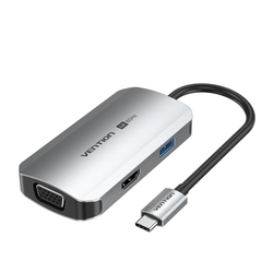 Vention 4-in-1 USB-C Hub with multiple ports and 4K@60Hz display capabilities, ideal corporate gift.