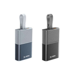 Remax RPP-30 Powerbank with Cable 10000mAh in blue and black, perfect corporate gift.