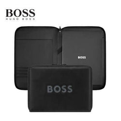 Hugo Boss Conference Folder Zip A4 Boss Cut Out featuring a graphic BOSS logo and contrast mesh fabric.
