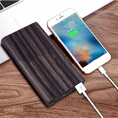 Woodgrain Qi Wireless power bank charger Corporate Gifts Singapore