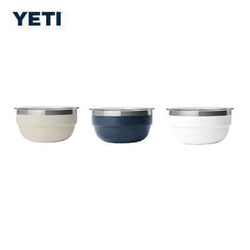 Yeti Rambler® 1 QT Insulated Bowl in three colors: beige, navy, and white for corporate gifts.