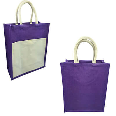 Eco Friendly Jute Tote Bag with Canvas Pocket Corporate Gifts Singapore