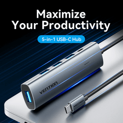 Vention 5-in-1 USB-C Hub, maximize productivity with versatile connectivity options.