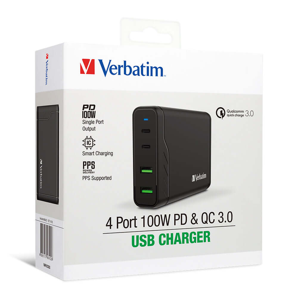 Verbatim 4 Port 100W PD & QC 3.0 USB Charger (AC Power Cord) Corporate Gifts Singapore