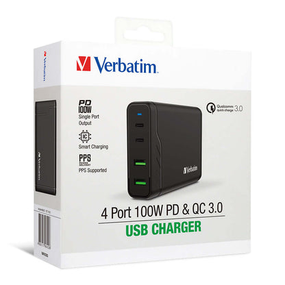 Verbatim 4 Port 100W PD & QC 3.0 USB Charger (AC Power Cord) Corporate Gifts Singapore