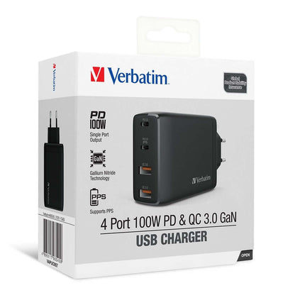 Verbatim 4 Port 100W PD 3.0 & QC 3.0 GaN USB Charger Corporate Gifts Singapore