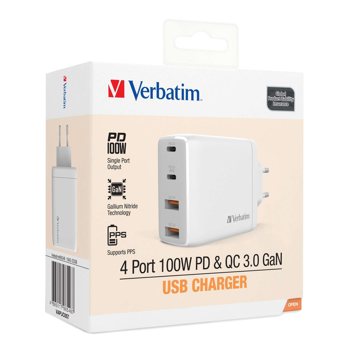 Verbatim 4 Port 100W PD 3.0 & QC 3.0 GaN USB Charger Corporate Gifts Singapore