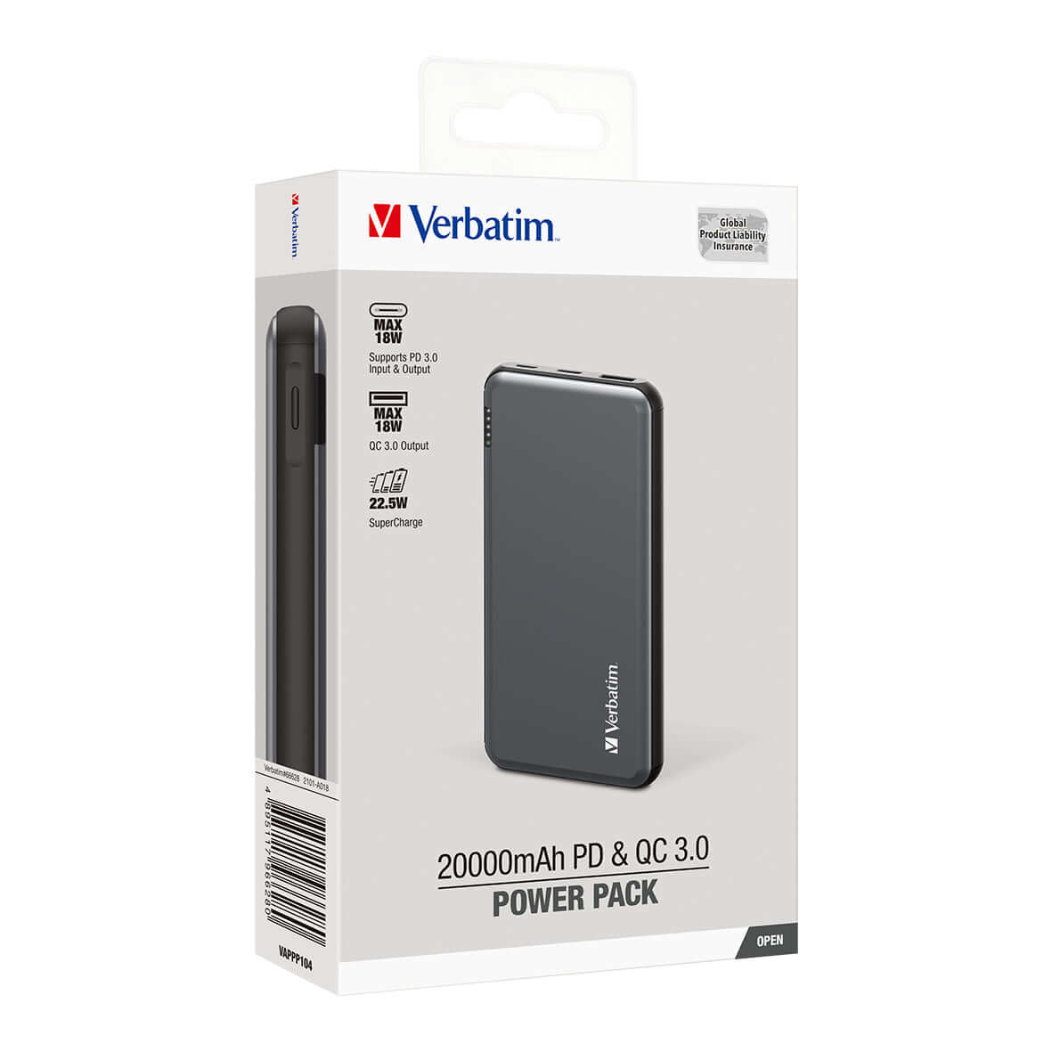 Verbatim 20000mAh 22.5W PD & QC 3.0 Power Pack Corporate Gifts Singapore