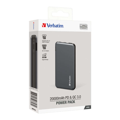 Verbatim 20000mAh 22.5W PD & QC 3.0 Power Pack Corporate Gifts Singapore