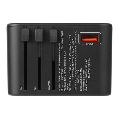 Verbatim 3 Port 65W PD 3.0 & QC 3.0 GaN Universal Travel Adaptor Corporate Gifts Singapore