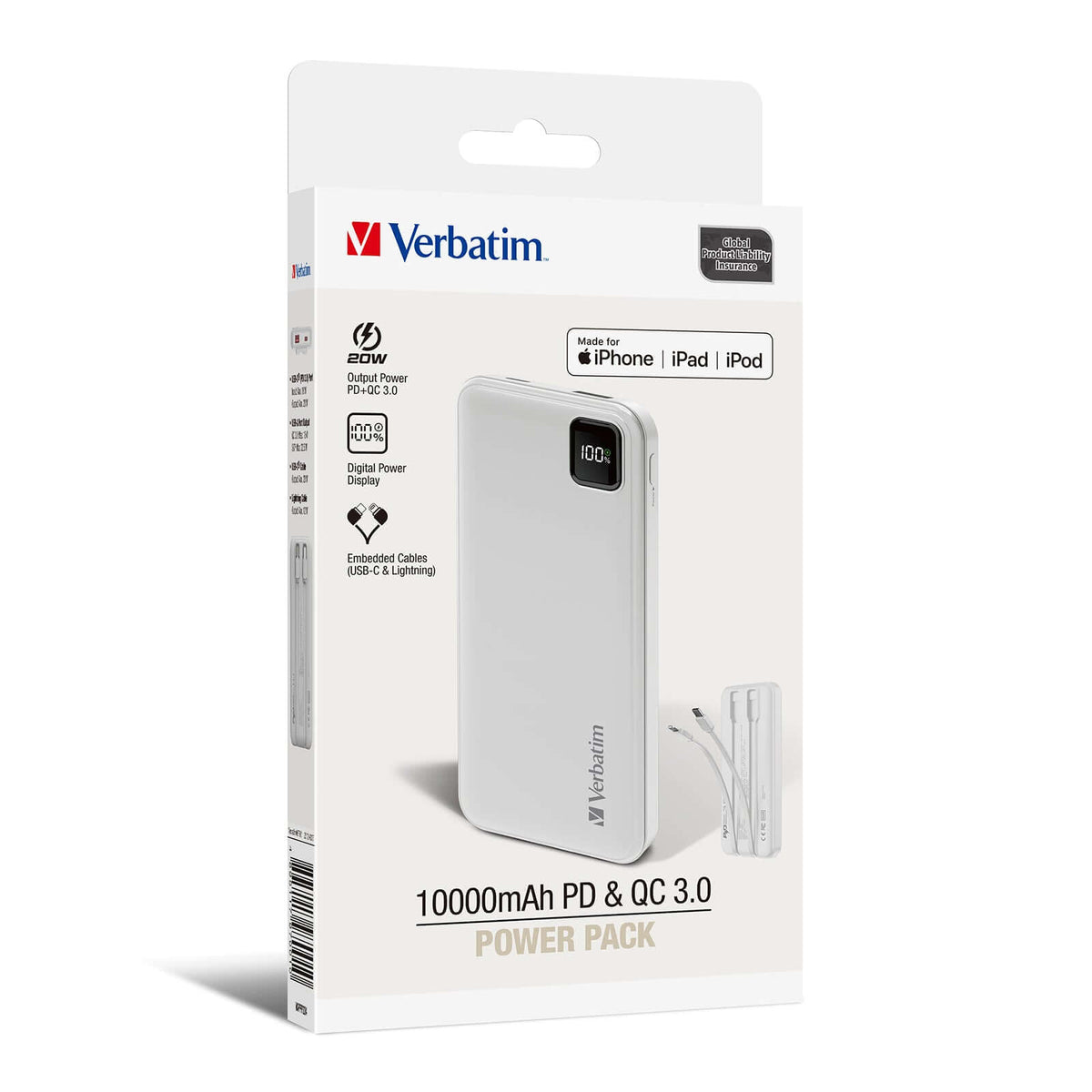 Verbatim 10000mAh PD 3.0 & QC 3.0 Power Pack with Embedded Cables Corporate Gifts Singapore