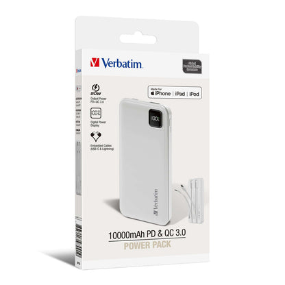 Verbatim 10000mAh PD 3.0 & QC 3.0 Power Pack with Embedded Cables Corporate Gifts Singapore