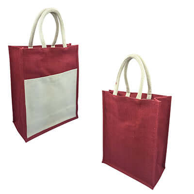 Eco Friendly Jute Tote Bag with Canvas Pocket Corporate Gifts Singapore
