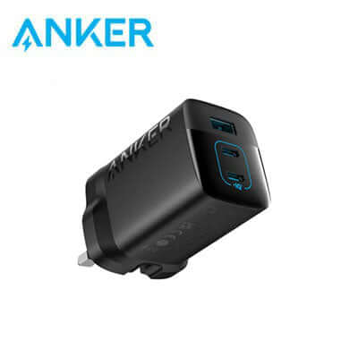 Black Anker 336 67W charger showing two USB-C ports and one USB-A port.