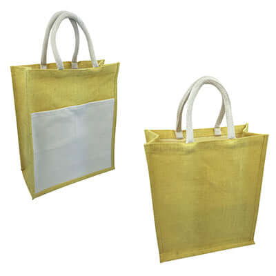 Eco Friendly Jute Tote Bag with Canvas Pocket Corporate Gifts Singapore