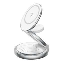 Vention 3-in-1 Round 15W Wireless Charger Stand with MagSafe in sleek design, ideal for corporate gift.