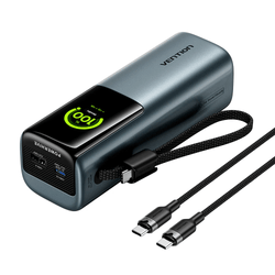 Vention 27000mAh Power Bank 200W with digital display and charging cables, perfect corporate gift.