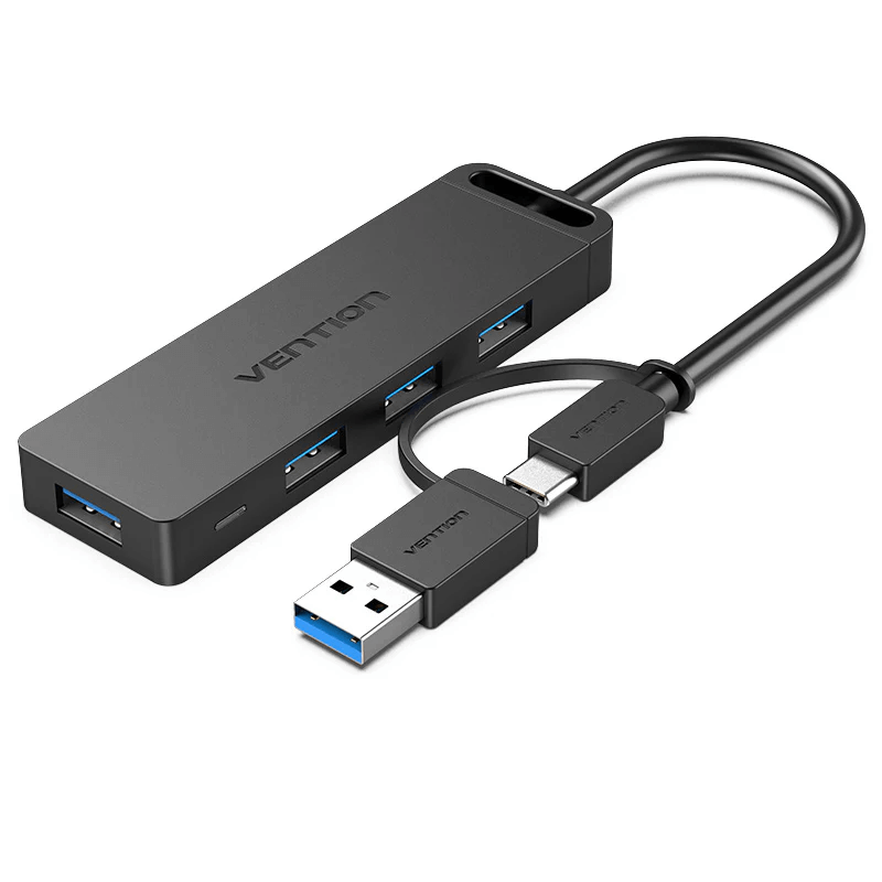 Vention 5-in-1 USB 3.0 Hub with Dual Connectors for seamless device connectivity and efficient data transfer.