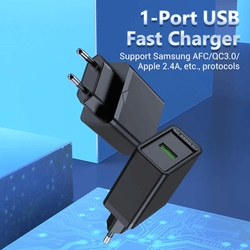 Vention 18W Single Port USB Wall Charger with quick charge capability and broad compatibility for devices.