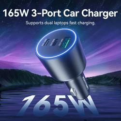 Vention 3 Ports USB C+C+A Car Charger in a sleek design, supporting fast charging for multiple devices while on the go.