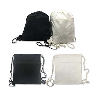 8oz Cotton Canvas Drawstring Bag with Zip Compartment Corporate Gifts Singapore