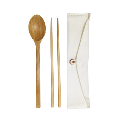 Eco-Friendly Wooden Cutlery in Cotton Pouch Corporate Gifts Singapore