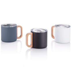 Vacuum Mug With Beech Wood Handle with Lid Corporate Gifts Singapore