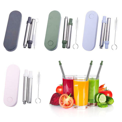 Collapsible Stainless Steel Metal Straw with Brush Corporate Gifts Singapore