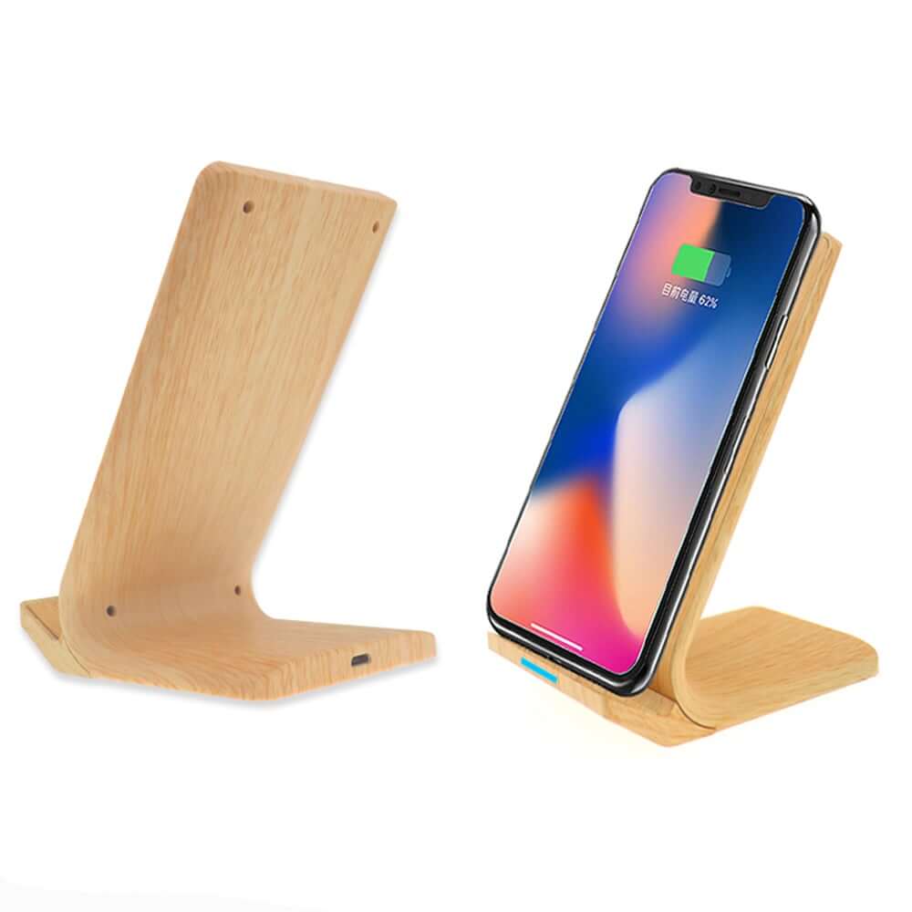 15W Bamboo Wireless Charger with Phone Stand Corporate Gifts Singapore