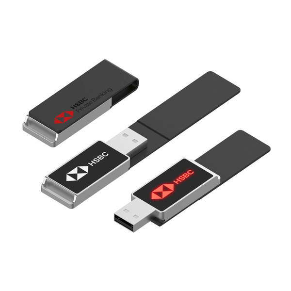 Leather Flip Up USB Flash Drive with LED Logo | Care Pack