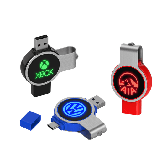 Round Swivel USB OTG Flash Drive with LED Logo Corporate Gifts Singapore