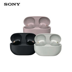 Sony Truly Wireless Earbuds WF-1000XM5 in black, white, and pink charging cases.