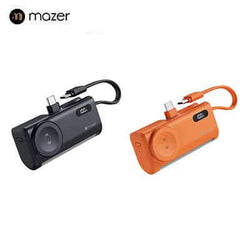 Mazer M-PC5.0W PowerCharge Pocket 2 PD20W with Apple Watch Charger Powerbank 5000mAh (CCC Certified) in black and orange.