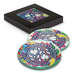 Venice Glass Coaster - Set of 2 - Round - Full Colour Corporate Gift Singapore
