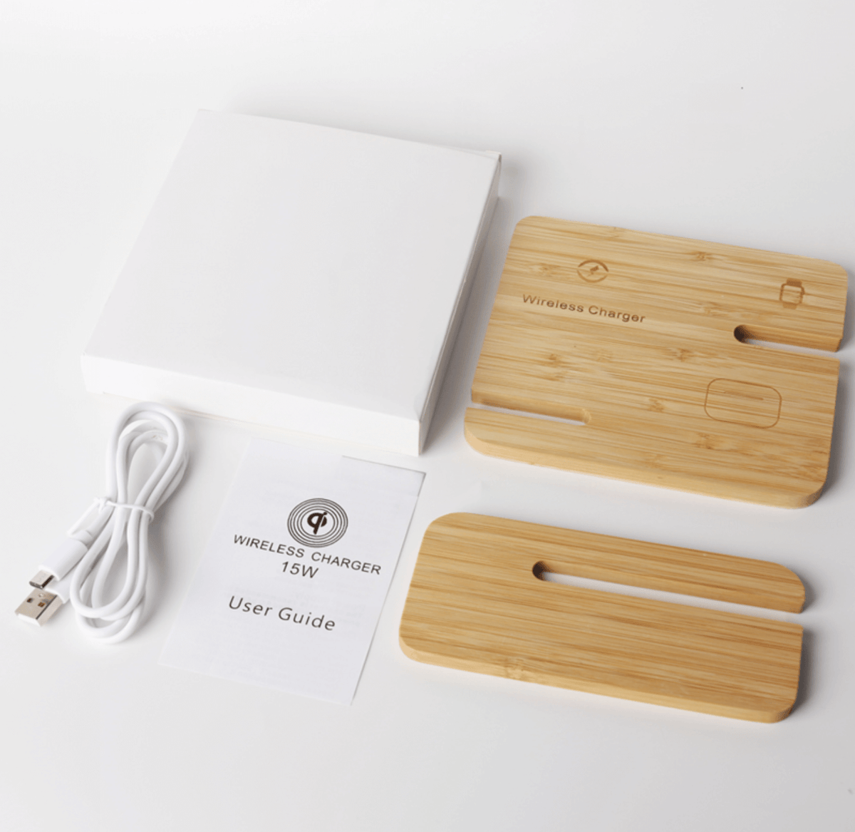 15W 3in 1 Bamboo Wireless Charger Corporate Gifts Singapore