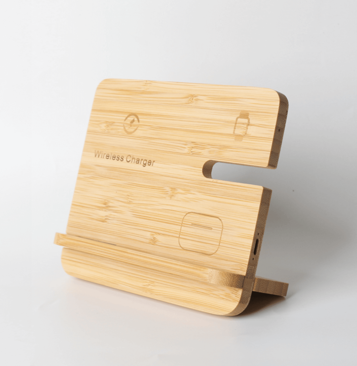 15W 3in 1 Bamboo Wireless Charger Corporate Gifts Singapore