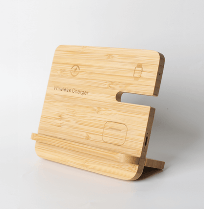 15W 3in 1 Bamboo Wireless Charger Corporate Gifts Singapore