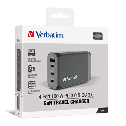 Verbatim 4 Port 100W PD 3.0 & QC 3.0 GaN Travel Charger Corporate Gifts Singapore