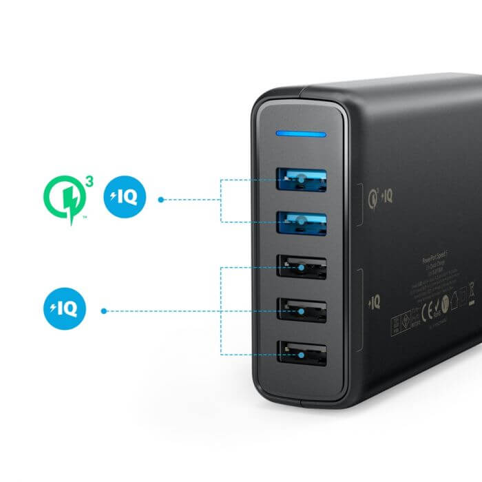 Anker PowerPort Speed 5 Ports 63W With Dual Quick Charge 3.0 Charging Station Corporate Gifts Singapore