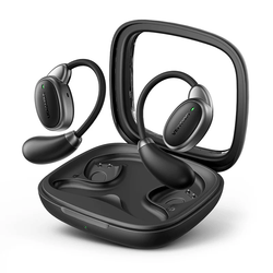 Vention Wireless Bluetooth Open Ear Headphones OpenBeat O15 in their charging case, showcasing modern design and comfort.