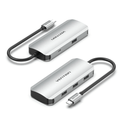 Vention 5-in-1 USB 3.0 Hub with multiple ports and aluminum alloy design.
