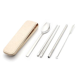 Eco Friendly Stainless Steel Travel Cutlery Spork and Straw Set Corporate Gifts Singapore